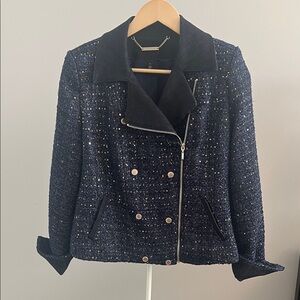 White House Black Market Navy Tweed Blazer